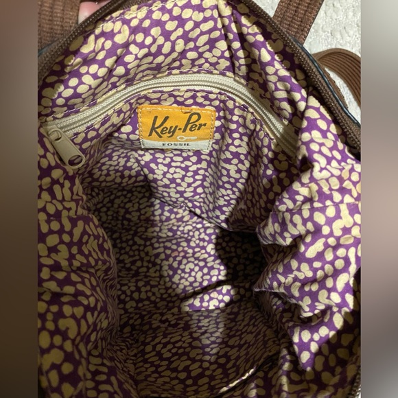 Fossil Key-Per Fabric Quilted Crossbody Bag Gray Slingbag Purse - Picture 4 of 4